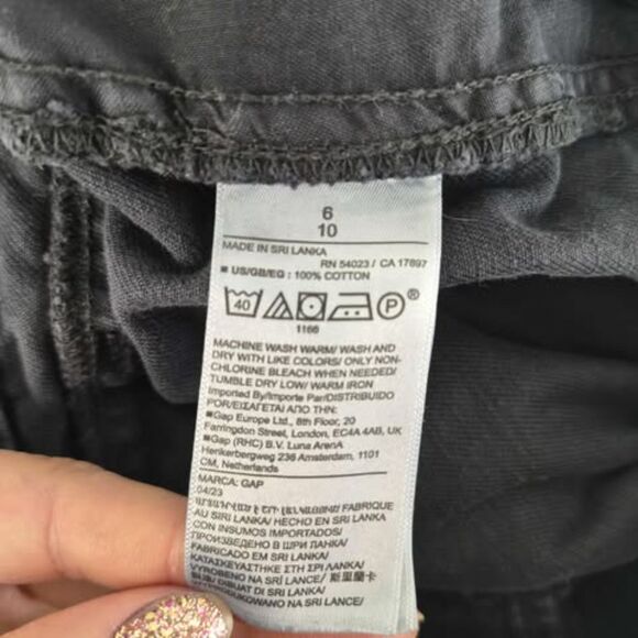 GAP Loose Khaki Cargo Pants Black SZ 6 Cotton - Picture 7 of 8